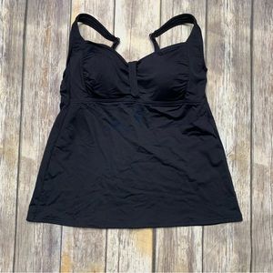 Lands End Womens Tankini Swim Suit Top Size 36C Black Built In Bra